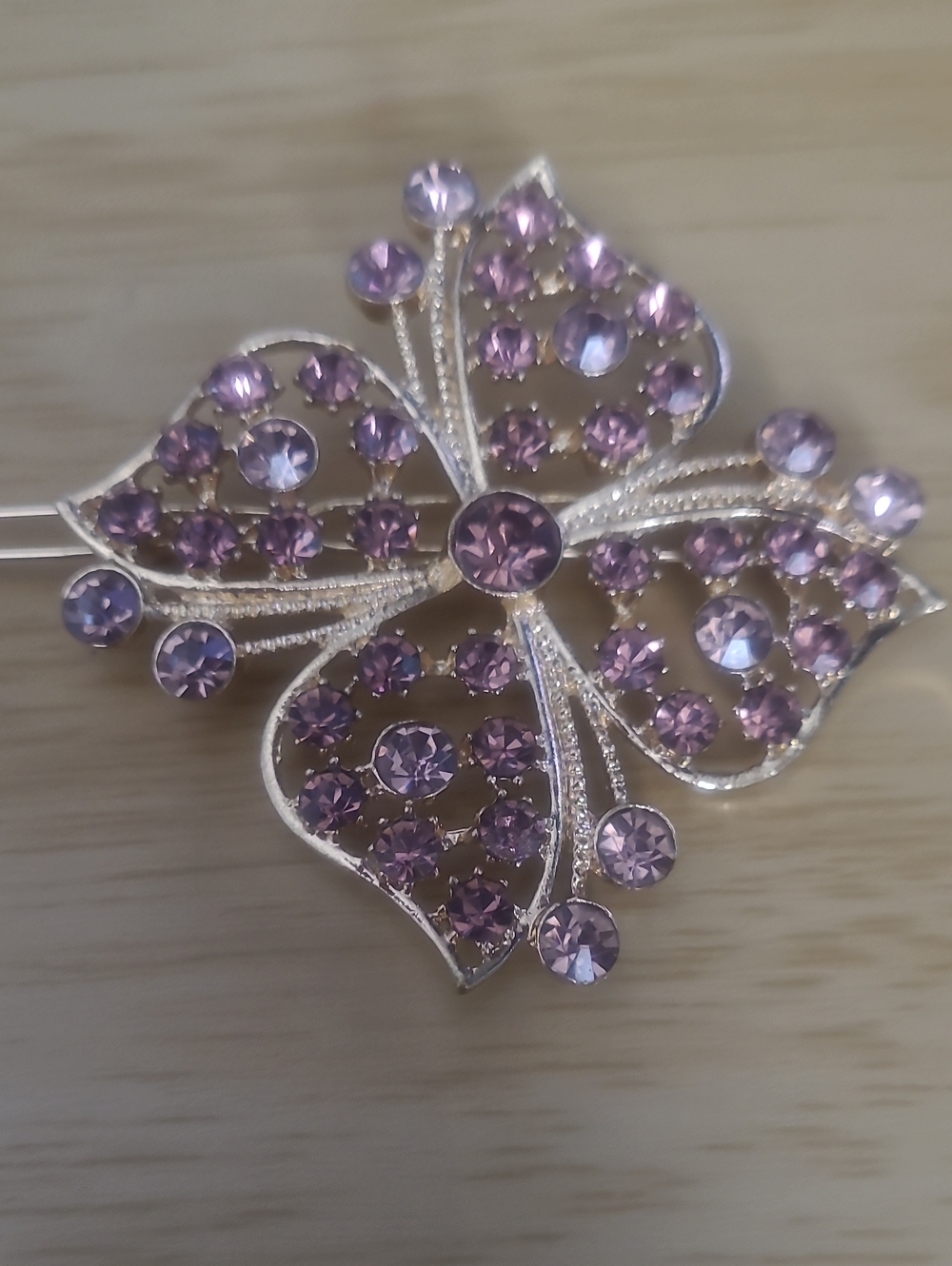 Purple Crystal Butterfly Hair Pin - Sparkling Accent NWOT